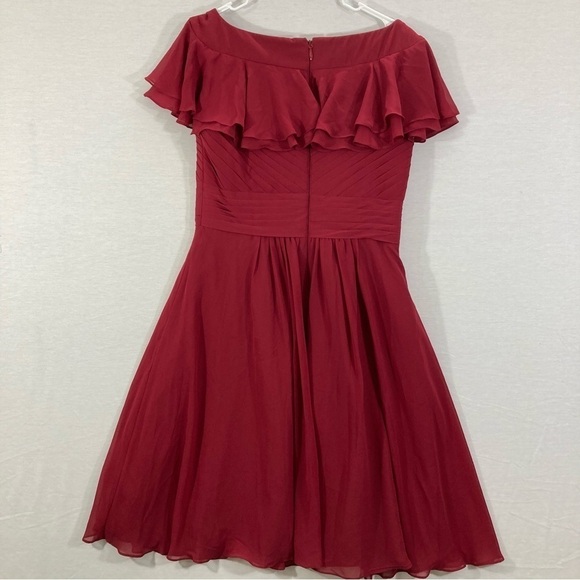 Azazie Burgundy Bridesmaid Midi Dress Size A12 - Picture 9 of 11